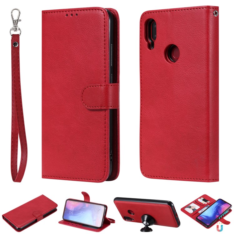 Magnetic Detachable 2-in-1 Wallet Leather Stand Case for Xiaomi Redmi Note 7S / Note 7 / Note 7 Pro (India) - Red-1