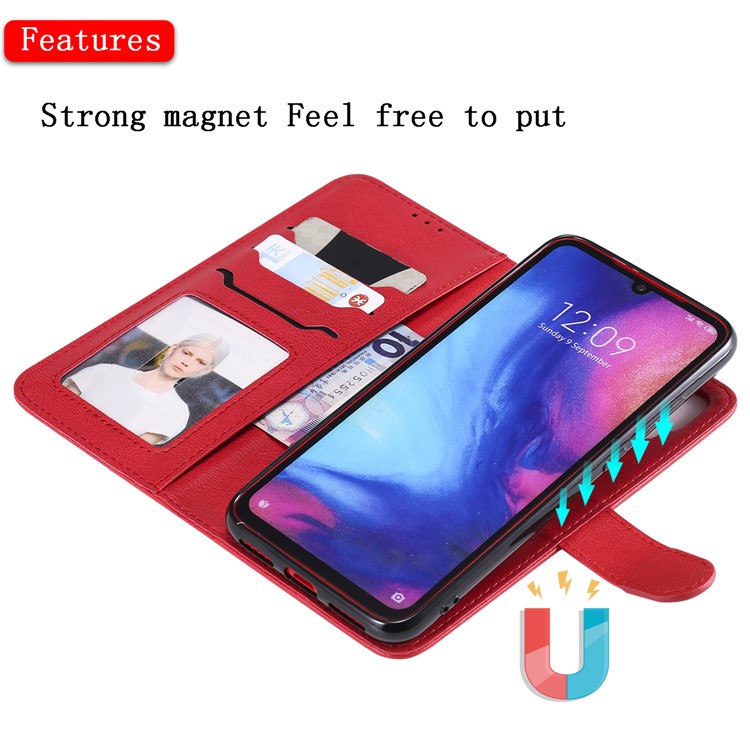 Magnetic Detachable 2-in-1 Wallet Leather Stand Case for Xiaomi Redmi Note 7S / Note 7 / Note 7 Pro (India) - Red-5