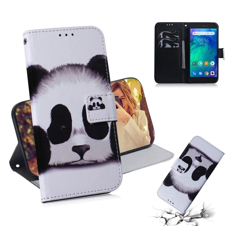 Funda de Cuero Protector de Billetera de Impresión de Patrones Para Xiaomi Redmi Go - Panda