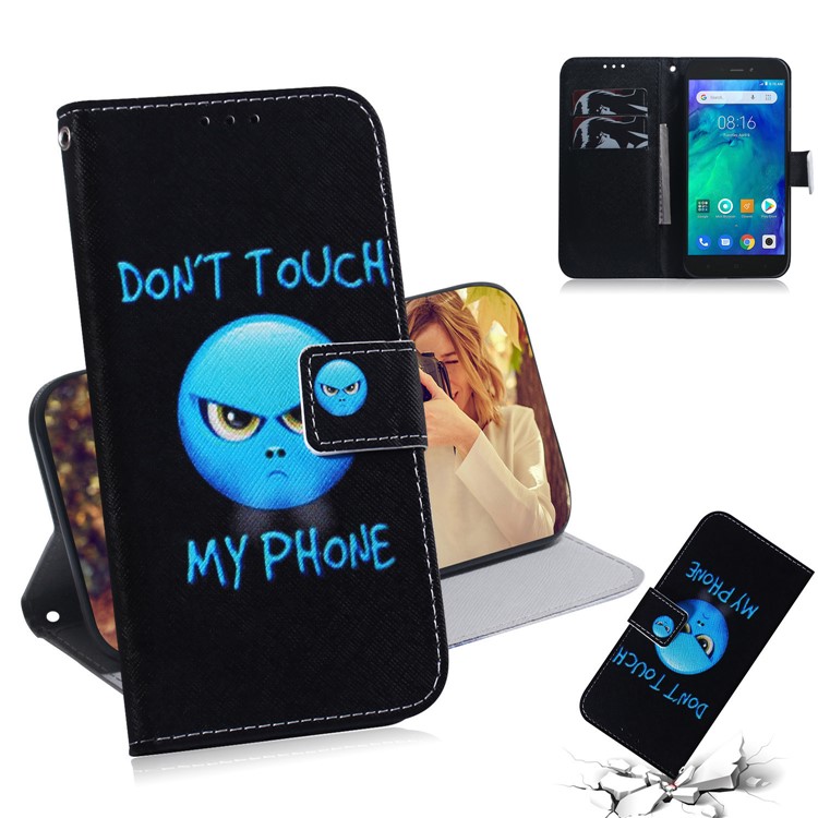 Pattern Printing Wallet Protective Leather Case for Xiaomi Redmi Go - Do Not Touch My Phone-1