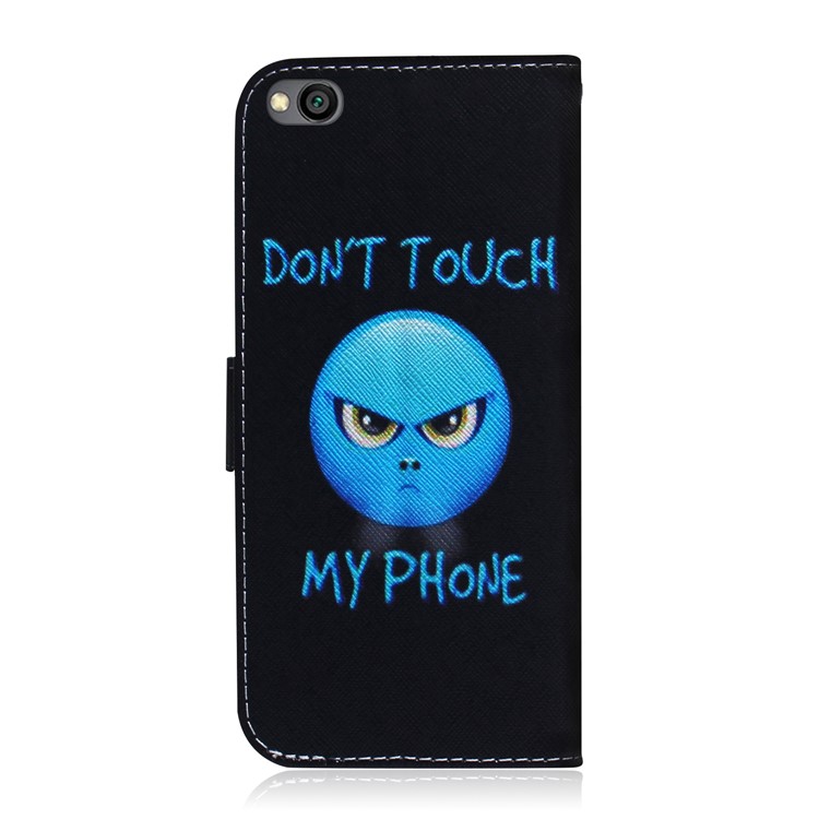 Pattern Printing Wallet Protective Leather Case for Xiaomi Redmi Go - Do Not Touch My Phone-3
