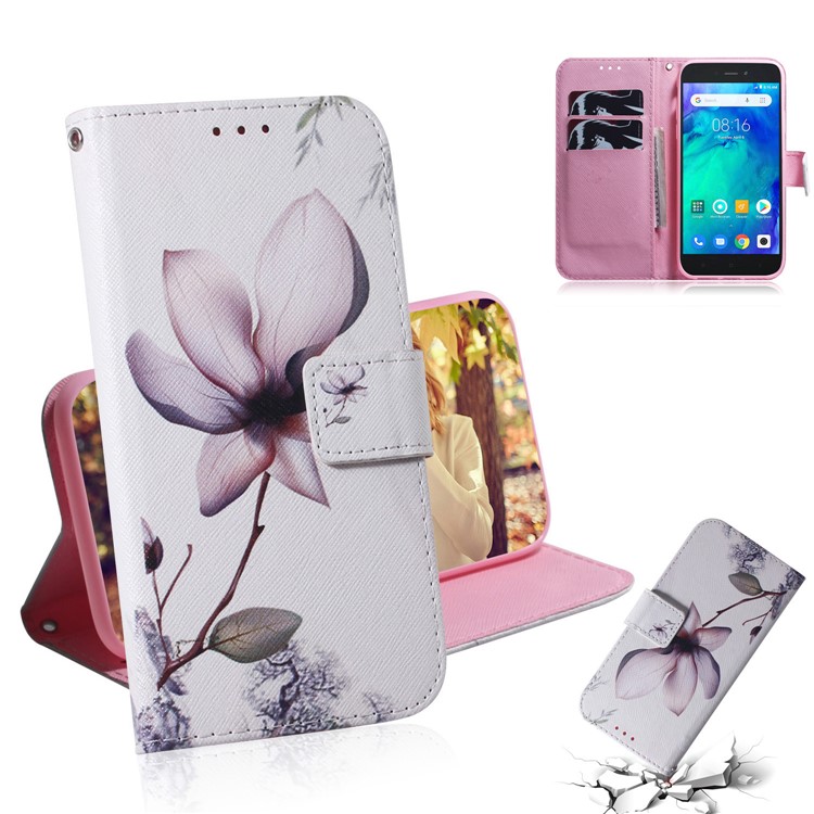 Pattern Printing Wallet Protective Leather Case for Xiaomi Redmi Go - Flower-1