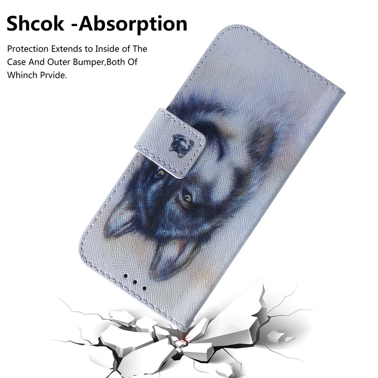 Pattern Printing Wallet Leather Cell Phone Case for Xiaomi Redmi Note 7 - Wolf-5