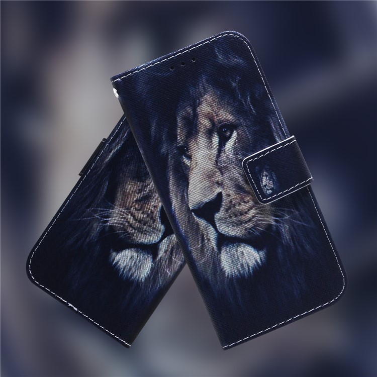 Pattern Printing Wallet Leather Cell Phone Case for Xiaomi Redmi Note 7S / Note 7 - Lion-9