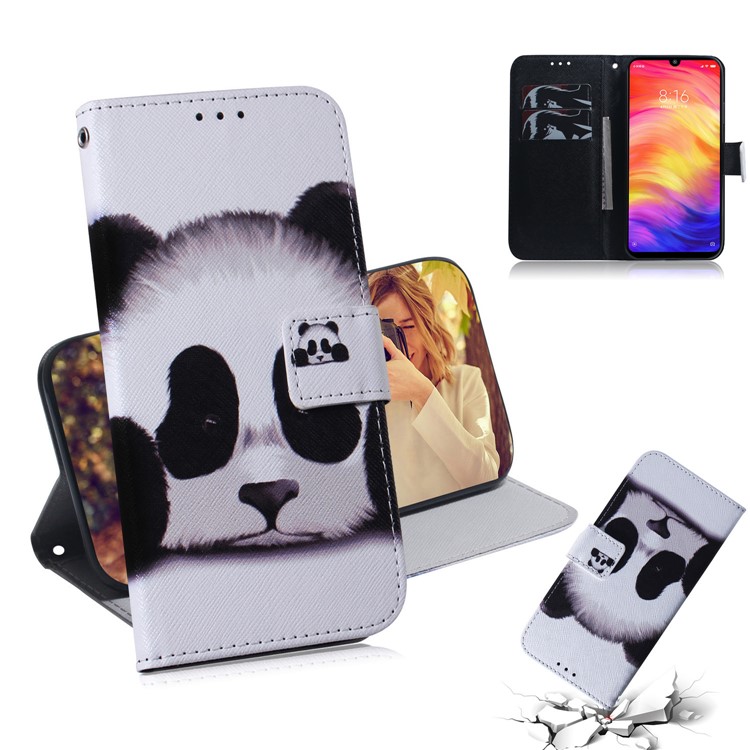 Pattern Printing Wallet Leather Cell Phone Case for Xiaomi Redmi Note 7S / Note 7 - Panda-1