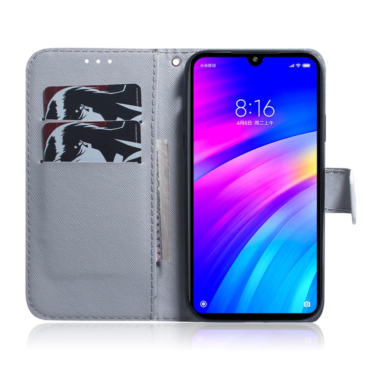 Pattern Printing Wallet Stand Protective Leather Case for Xiaomi Redmi 7 / Redmi Y3 - Wolf-8