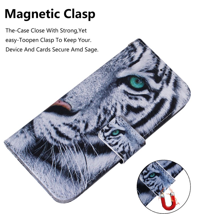 Padrão Printing Wallet Stand Protetive Leather Case Para Xiaomi Redmi 7 / Redmi Y3 - Tigre