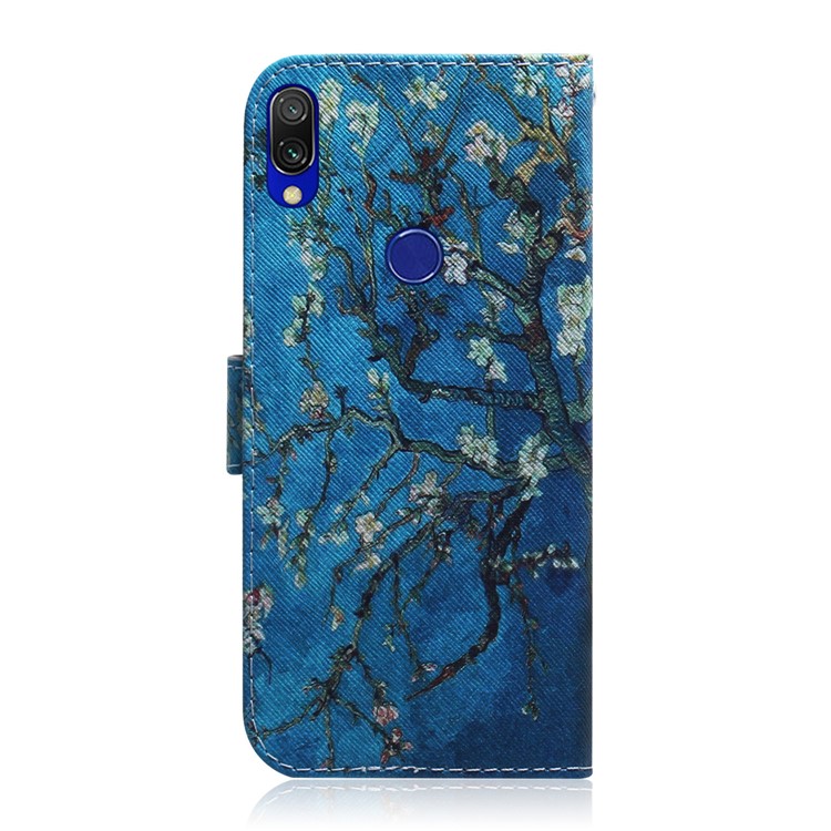 Pattern Printing Wallet Stand Protective Leather Case for Xiaomi Redmi 7 / Redmi Y3 - Flowered Tree-3