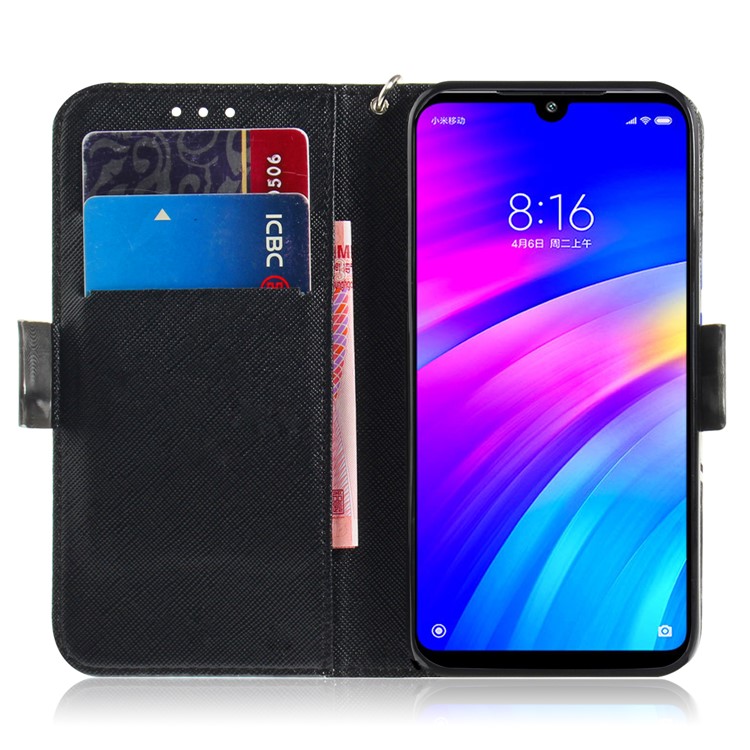 Light Spot Decor Patterned Wallet Stand PU Leather Phone Case for Xiaomi Redmi 7 / Redmi Y3 - Mandala-7