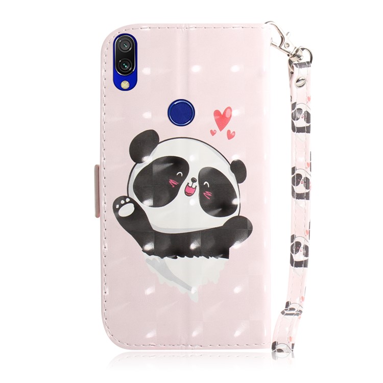 Light Spot Decor Patterned Wallet Stand PU Leather Phone Case for Xiaomi Redmi 7 / Redmi Y3 - Cute Panda-3