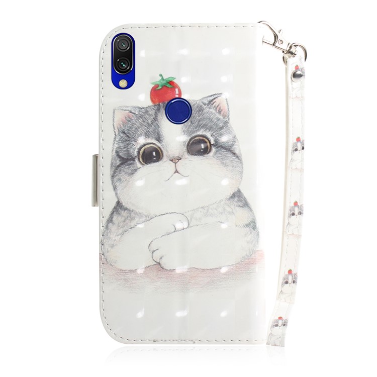 Light Spot Decor Patterned Wallet Stand PU Leather Phone Case for Xiaomi Redmi 7 / Redmi Y3 - Lovely White Cat-3