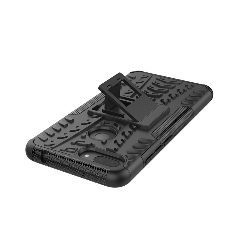 Case Híbrido PC + TPU Anti-slip Con Kickstand Para Xiaomi Mi 8 Lite / mi 8 Juvent (mi 8X) - Todo Negro