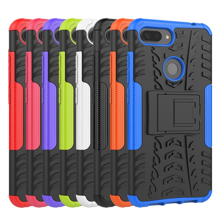 Anti-slip PC + TPU Hybrid Case with Kickstand for Xiaomi Mi 8 Lite / Mi 8 Youth (Mi 8X) - All Black-9