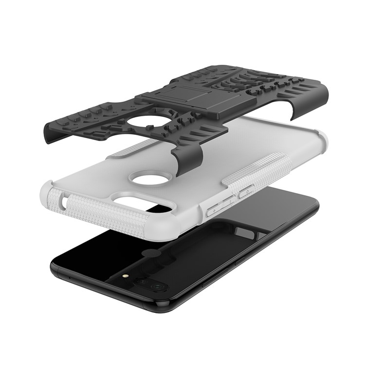 Caso Híbrido PC + TPU Anti-derrapante Com Suporte Para Xiaomi Mi 8 Lite / Mi 8 Juventude (mi 8X) - Branco-6