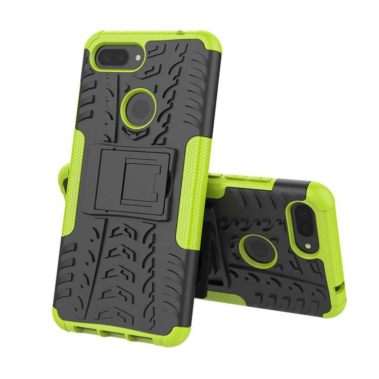 Custodia Ibrida PC + TPU Anti-slip Con Cavalletto Per Xiaomi Mi 8 Lite / mi 8 Giovani (mi 8X) - Verde