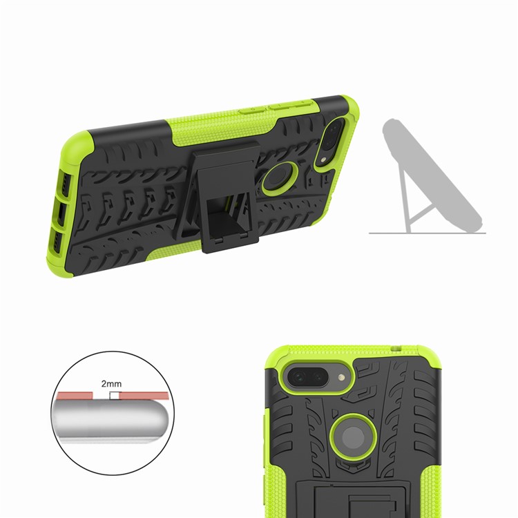 Anti-slip PC + TPU Hybrid Case with Kickstand for Xiaomi Mi 8 Lite / Mi 8 Youth (Mi 8X) - Green-9