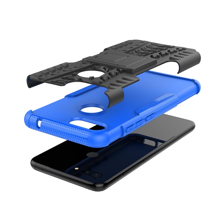 Caso Híbrido Anti-deslizamento PC + TPU Com Kickstand Para Xiaomi Mi 8 Lite / mi 8 Juventude (mi 8X) - Azul-6