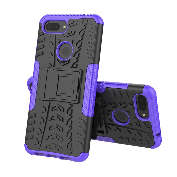 Anti-slip PC + TPU Hybrid Case with Kickstand for Xiaomi Mi 8 Lite / Mi 8 Youth (Mi 8X) - Purple-2