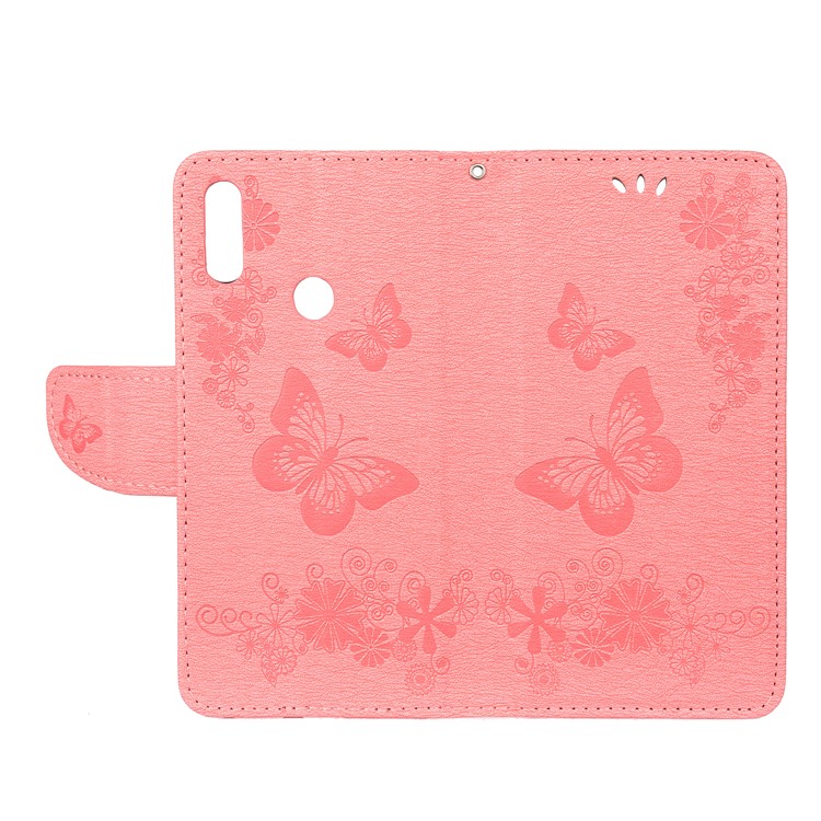 Imprint Butterfly Flowers Leather Stand Wallet Folio Case for Xiaomi Redmi Note 7S / Note 7 / Note 7 Pro (India) - Pink-4