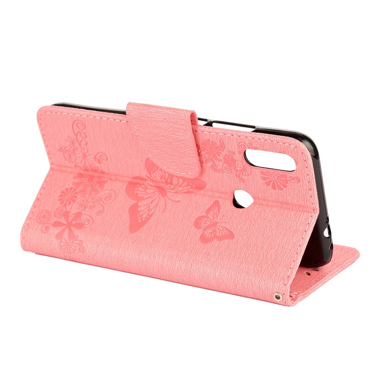 Imprint Butterfly Flowers Leather Stand Wallet Folio Case for Xiaomi Redmi Note 7S / Note 7 / Note 7 Pro (India) - Pink-6