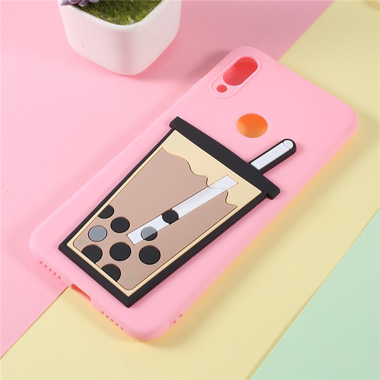3D Bubble Tea Pattern TPU Case for Xiaomi Redmi Note 7 / Note 7 Pro (India) / Note 7S - Pink-1