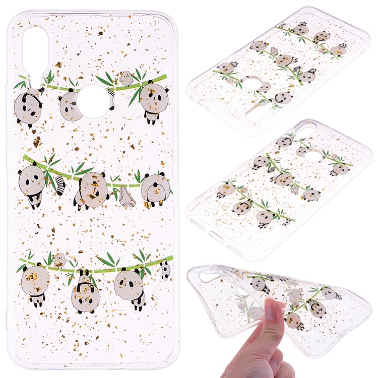 Glitter Sequins Inlaid Patterned TPU Phone Cover for Xiaomi Redmi Note 7S / Note 7 / Note 7 Pro (India) - Pandas-1
