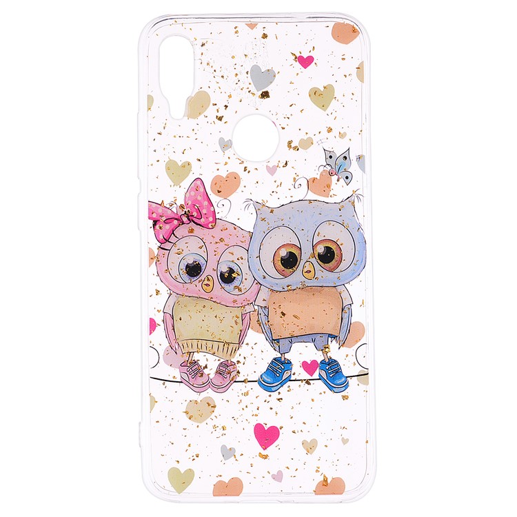 Glitter Sequins Inlaid Patterned TPU Phone Cover for Xiaomi Redmi Note 7S / Note 7 / Note 7 Pro (India) - Owls-2