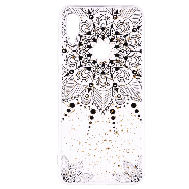 Glitter Sequins Inlaid Patterned TPU Phone Cover for Xiaomi Redmi Note 7S / Note 7 / Note 7 Pro (India) - Black Flower-2
