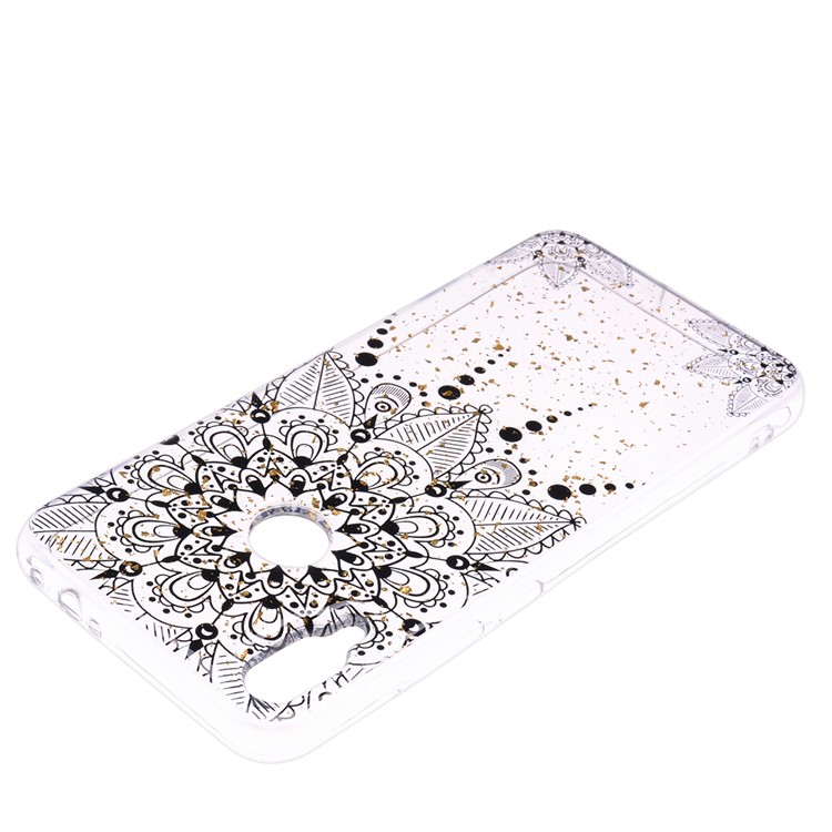 Glitter Sequins Inlaid Patterned TPU Phone Cover for Xiaomi Redmi Note 7S / Note 7 / Note 7 Pro (India) - Black Flower-4