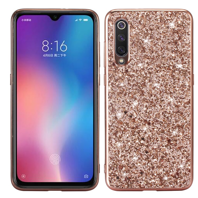 Glittery Sequins Gel PC+TPU Cover Phone Case for Xiaomi Mi 9 - Rose Gold-1