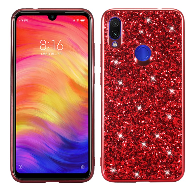 Glittery PC+TPU Protective Mobile Phone Case for Xiaomi Redmi Note 7S / Note 7 / Note 7 Pro (India) - Red-1