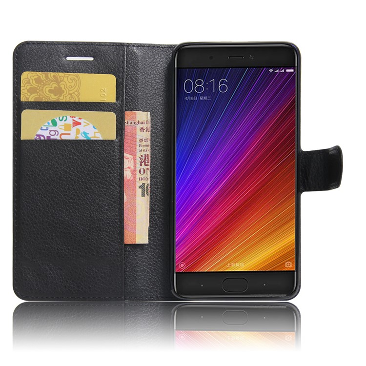 Litchi Texture Wallet Stand Leather Case for Xiaomi Mi 5s - Black-5