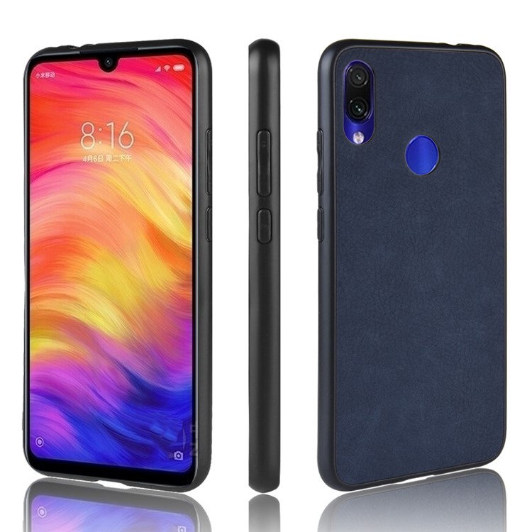 PU Leather Coated TPU Cell Phone Case for Xiaomi Redmi Note 7S / Note 7/7 Pro - Blue-1