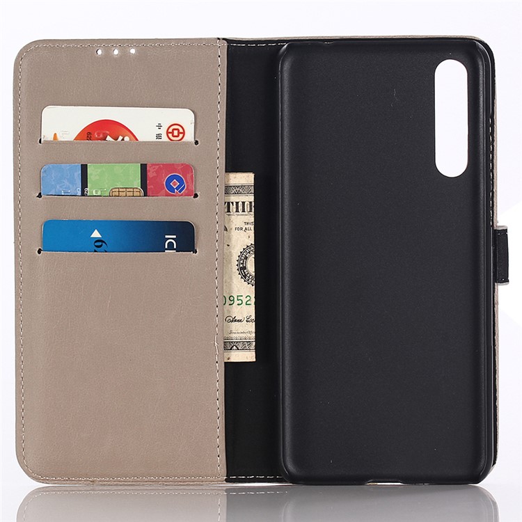 Crazy Horse Vintage Leather Wallet Stand Flip Case for Xiaomi Mi 9 SE - Grey-3