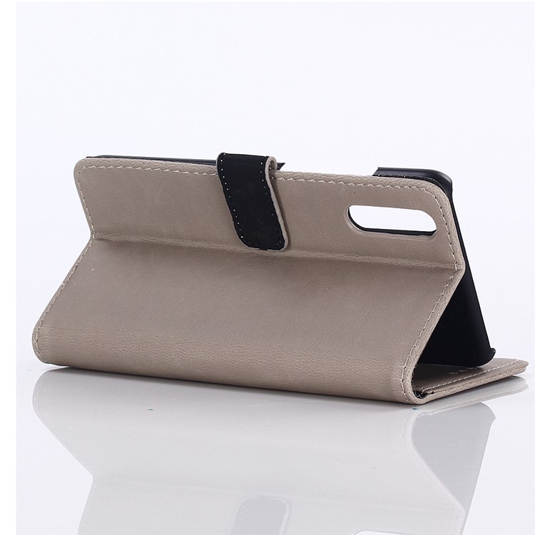 Crazy Horse Vintage Leather Wallet Stand Flip Case for Xiaomi Mi 9 SE - Grey-4