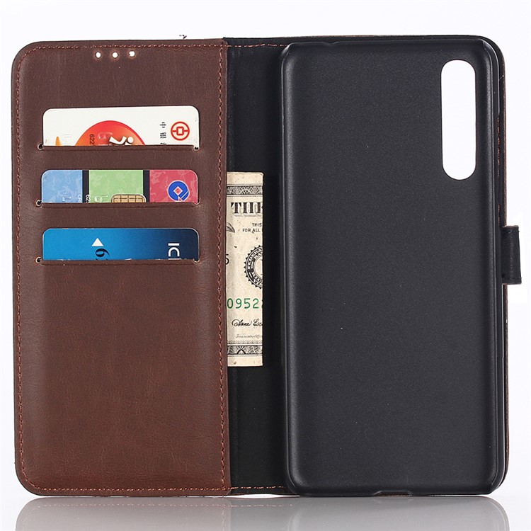Crazy Horse Vintage Leather Wallet Stand Flip Case for Xiaomi Mi 9 SE - Coffee-3