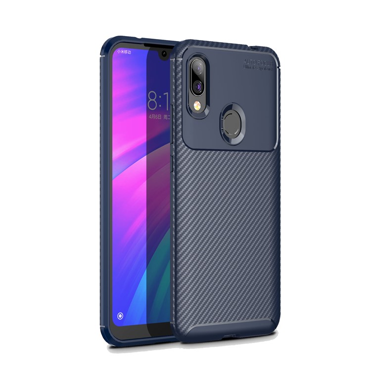 Drop Resistant Carbon Fiber TPU Cover Phone Case for Xiaomi Redmi 7/Y3 - Blue