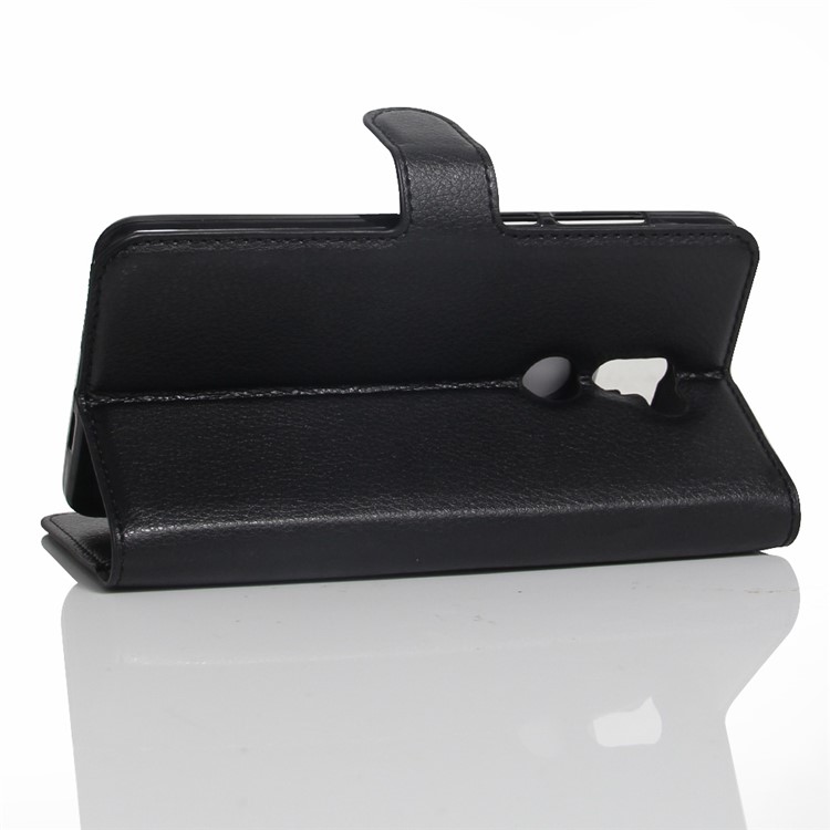 Lychee Skin Leather Wallet Case for Xiaomi Mi 5s Plus - Black-4