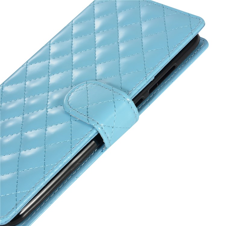 Glossy Stitching Grid Leather Wallet Stand Case for Xiaomi Mi 9 - Baby Blue-10