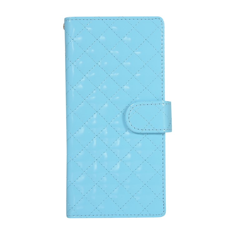 Glossy Stitching Grid Leather Wallet Stand Case for Xiaomi Mi 9 - Baby Blue-2