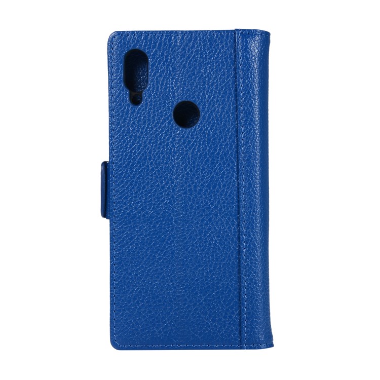 For Xiaomi Redmi Note 7 / Note 7 Pro / Y3 Litchi Texture Genuine Leather Wallet Stand Phone Cover - Blue-2