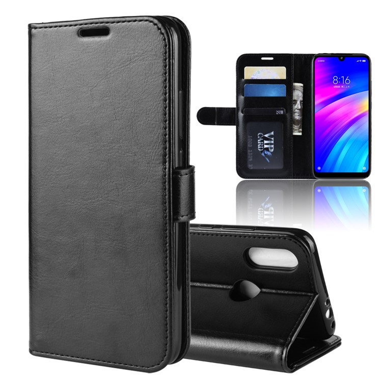 Crazy Horse PU Leather Stand Wallet Flip Case for Xiaomi Redmi 7 / Redmi Y3 - Black-2