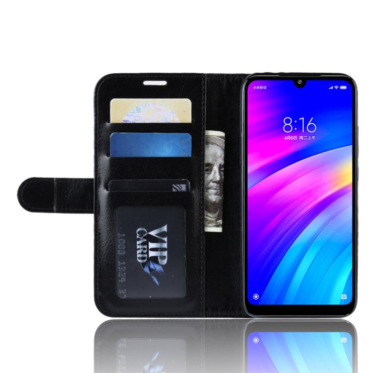 Crazy Horse PU Leather Stand Wallet Flip Case for Xiaomi Redmi 7 / Redmi Y3 - Black-6