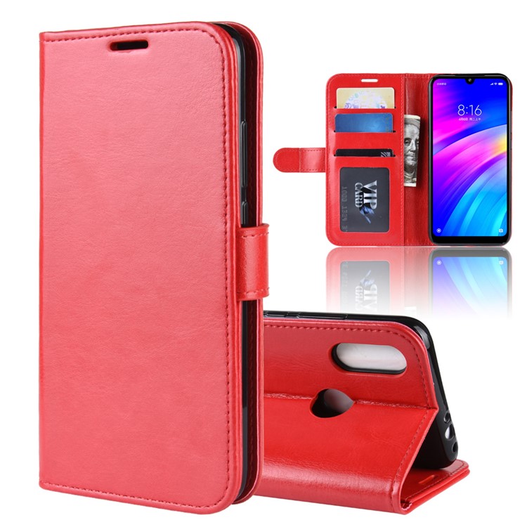 Crazy Horse PU Leather Stand Wallet Flip Case for Xiaomi Redmi 7 / Redmi Y3 - Red-2