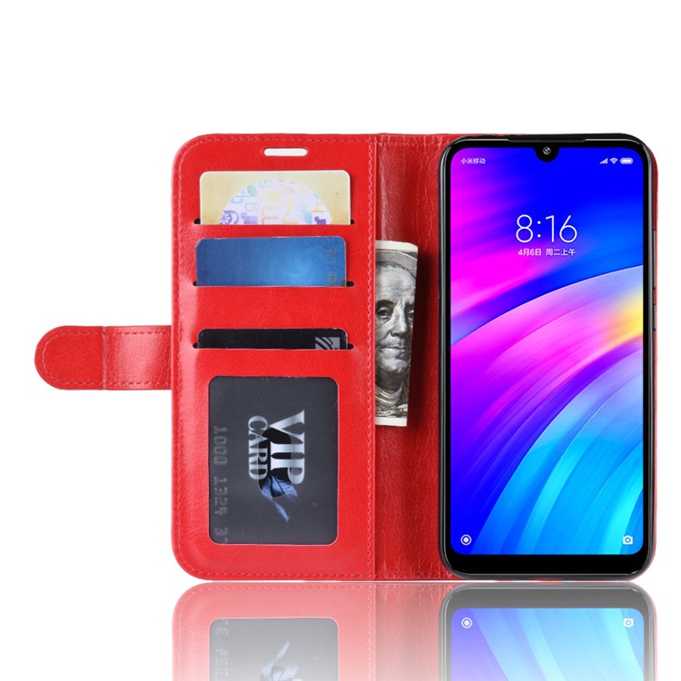 Crazy Horse PU Leather Stand Wallet Flip Case for Xiaomi Redmi 7 / Redmi Y3 - Red-6