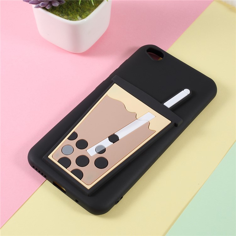 3D Bubble Tea Pattern TPU Case for Xiaomi Redmi Go - Black-1