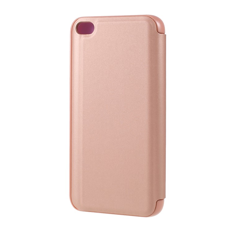 View Window Plated Mirror Surface Leather Stand Case for Xiaomi Redmi 5A - Rose Gold-2