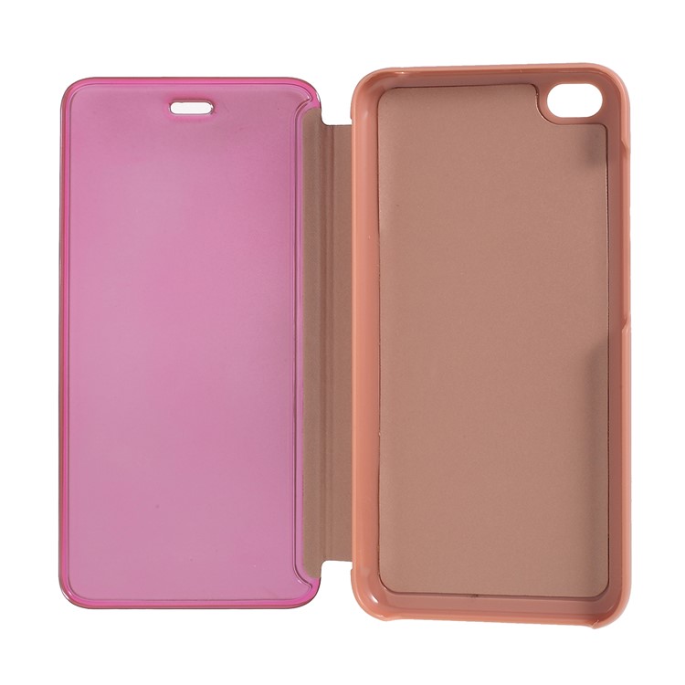 View Window Plated Mirror Surface Leather Stand Case for Xiaomi Redmi 5A - Rose Gold-5