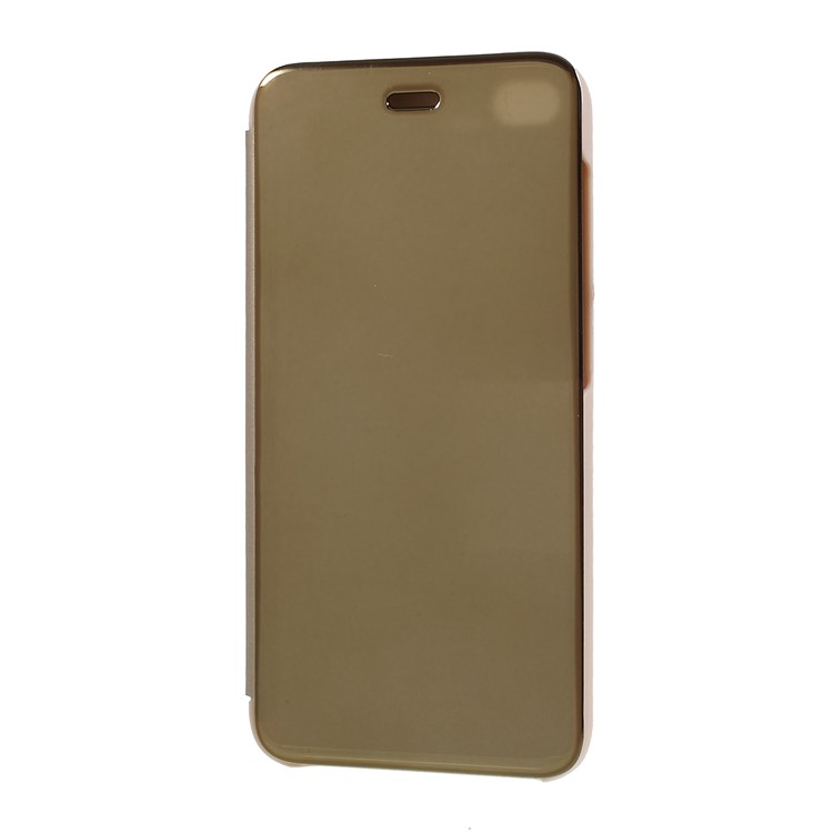 View Window Plated Mirror Surface Leather Stand Case for Xiaomi Redmi 5A - Gold-1