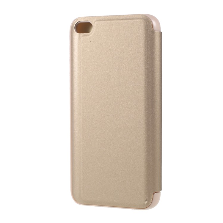 View Window Plated Mirror Surface Leather Stand Case for Xiaomi Redmi 5A - Gold-2